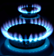 Gas stove with blue flame